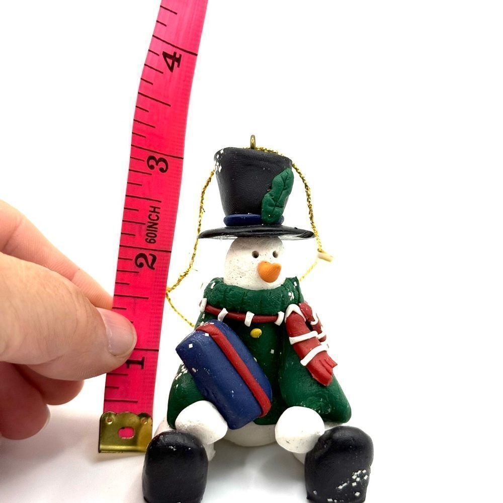 Snowman With A Top hat Figurine Christmas Tree Ornament - Picture 5 of 5